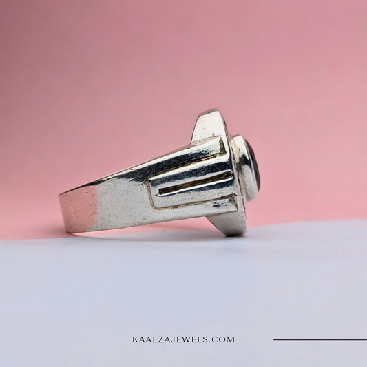 Exquisite Pure Silver Black Onyx and Zircon Ring - Buy Authentic Jewelry Online